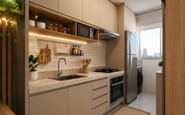 Móveis de cozinha de apartamento pequeno