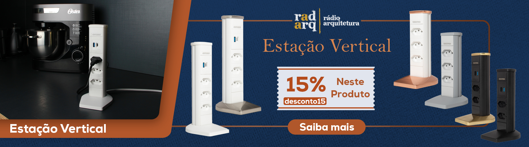 Banner Desktop desconto de 15% para ouvintes e telespectadores da radio Arquitetura