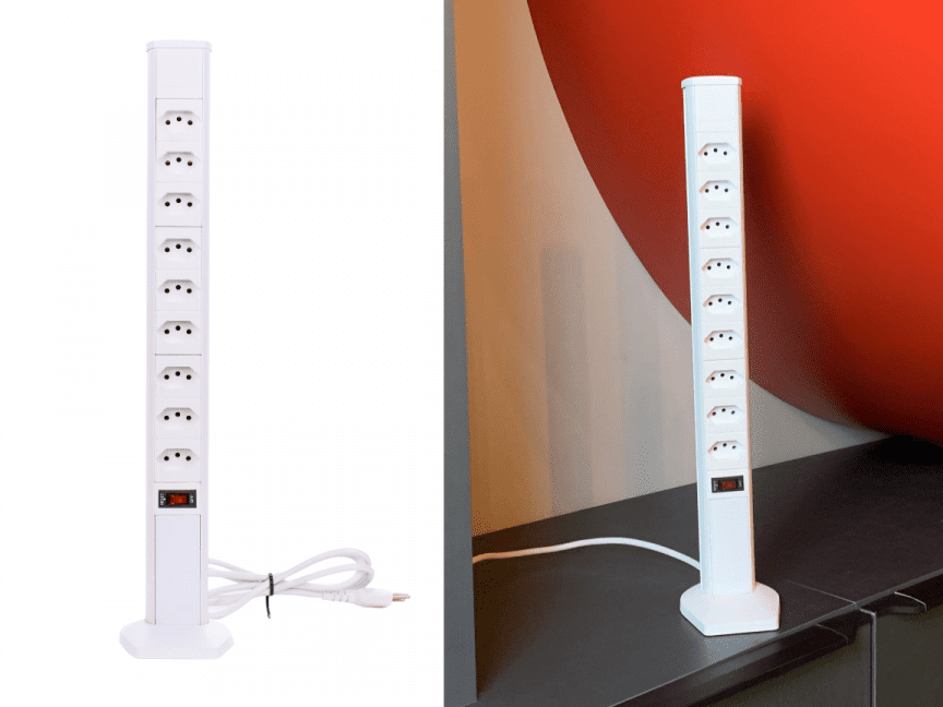 Foto de Capa da Torre de Tomada Plus de 9 tomadas Branca ambientada da QTMOV Prime