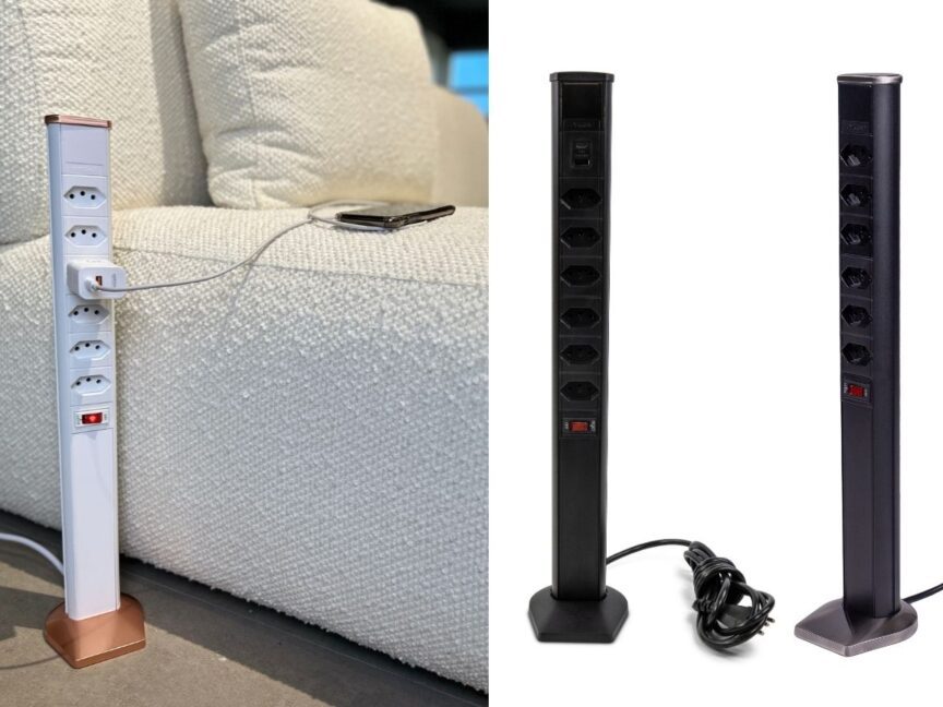 Extensão de 6 tomadas, torre de tomada plus de 6 tomadas da qtmov prime