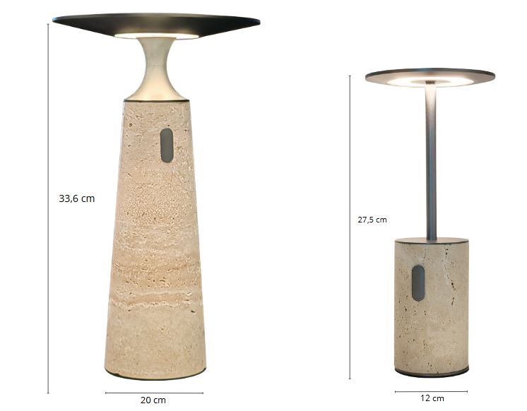 tamanhos das luminarias de pedra com base de mármore da QTMOV Prime