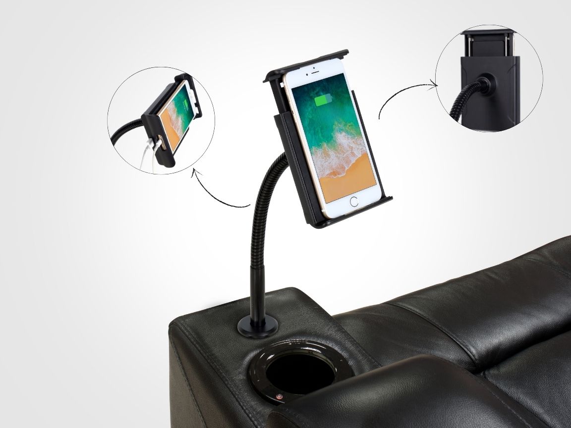 Suporte para Smartphone com Indução da QTMOV Prime aplicado no sofá