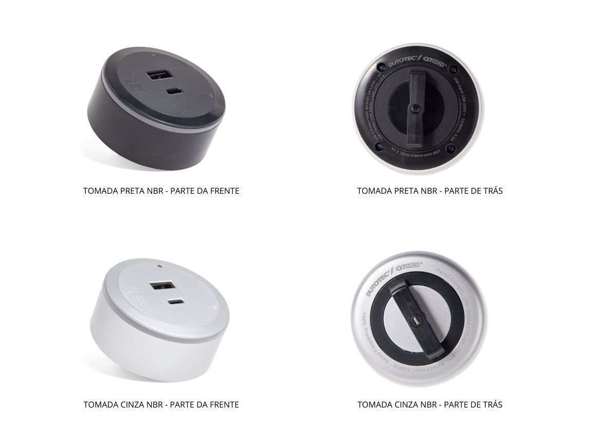 USBs A +C NT do Trilho de energia de embutir da QTMOV Prime, linha Power Track USBs A +C NT do Trilho de energia de embutir da QTMOV Prime, linha Power Track