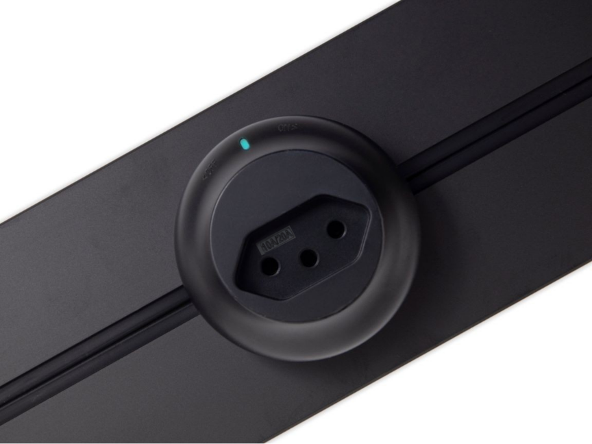 Tomada Flex, para trilho de energia modelo NT Preto aplicada