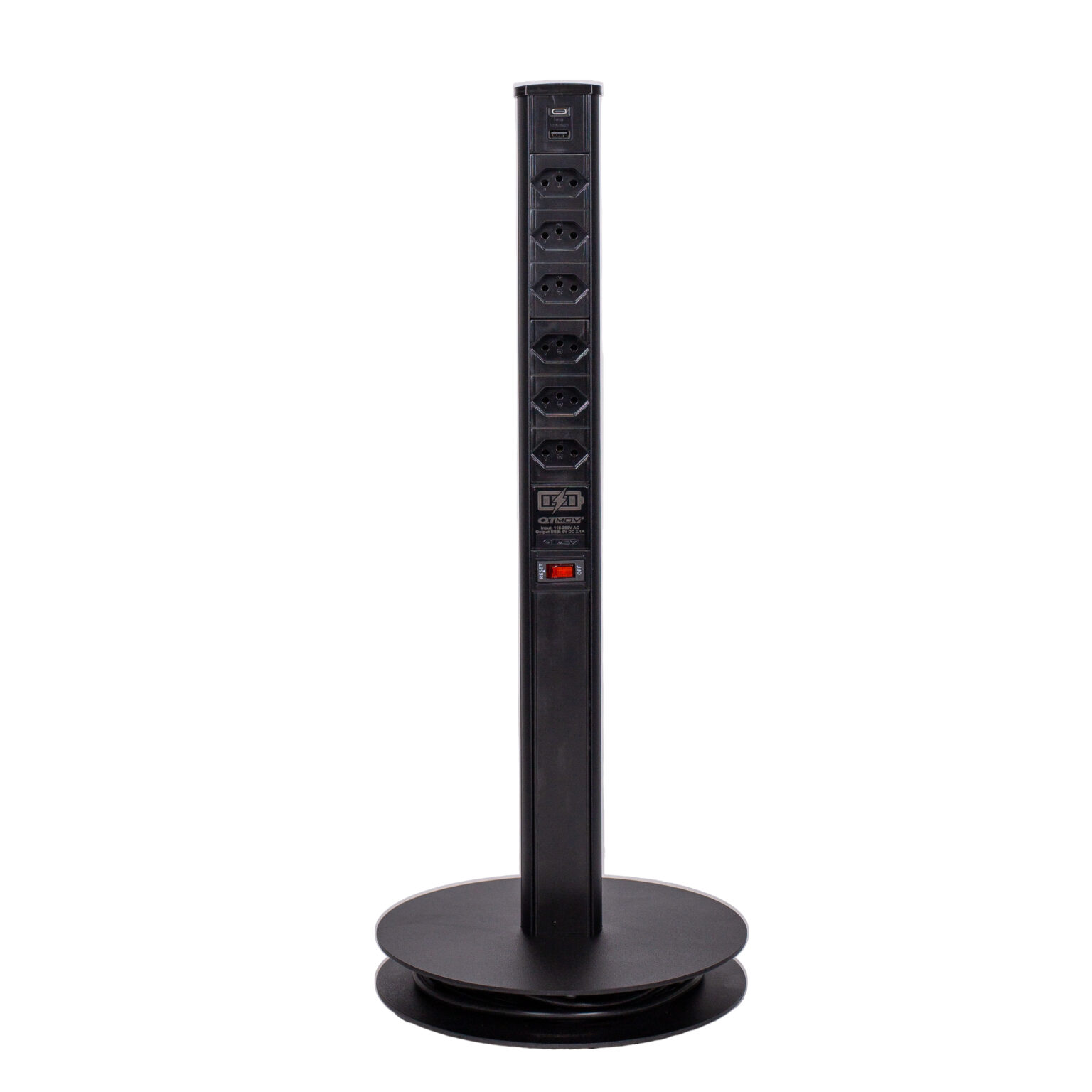 Coluna de Tomada com 6NBR + USB A+C Preto da QTMOV