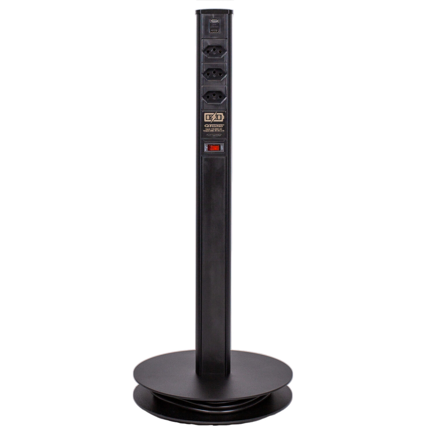 Coluna de Tomada com 3NBR + USB A+C Preta da QTMOV