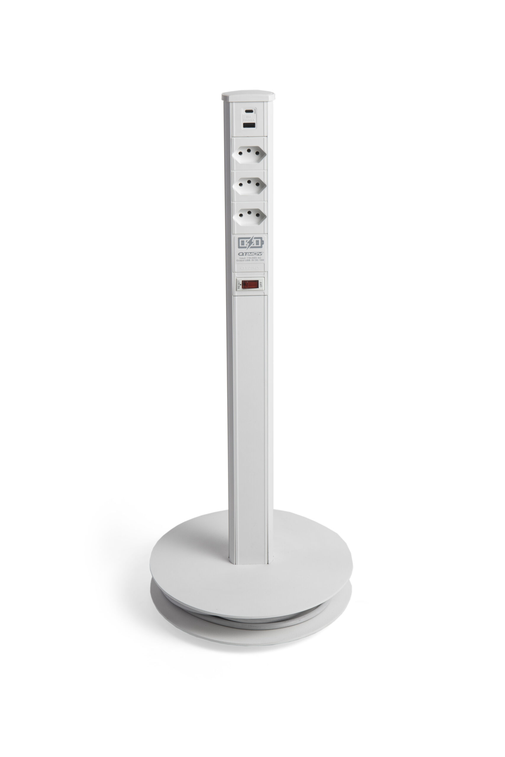 Coluna de Tomada com 3NBR + USB A+C Branca da QTMOV