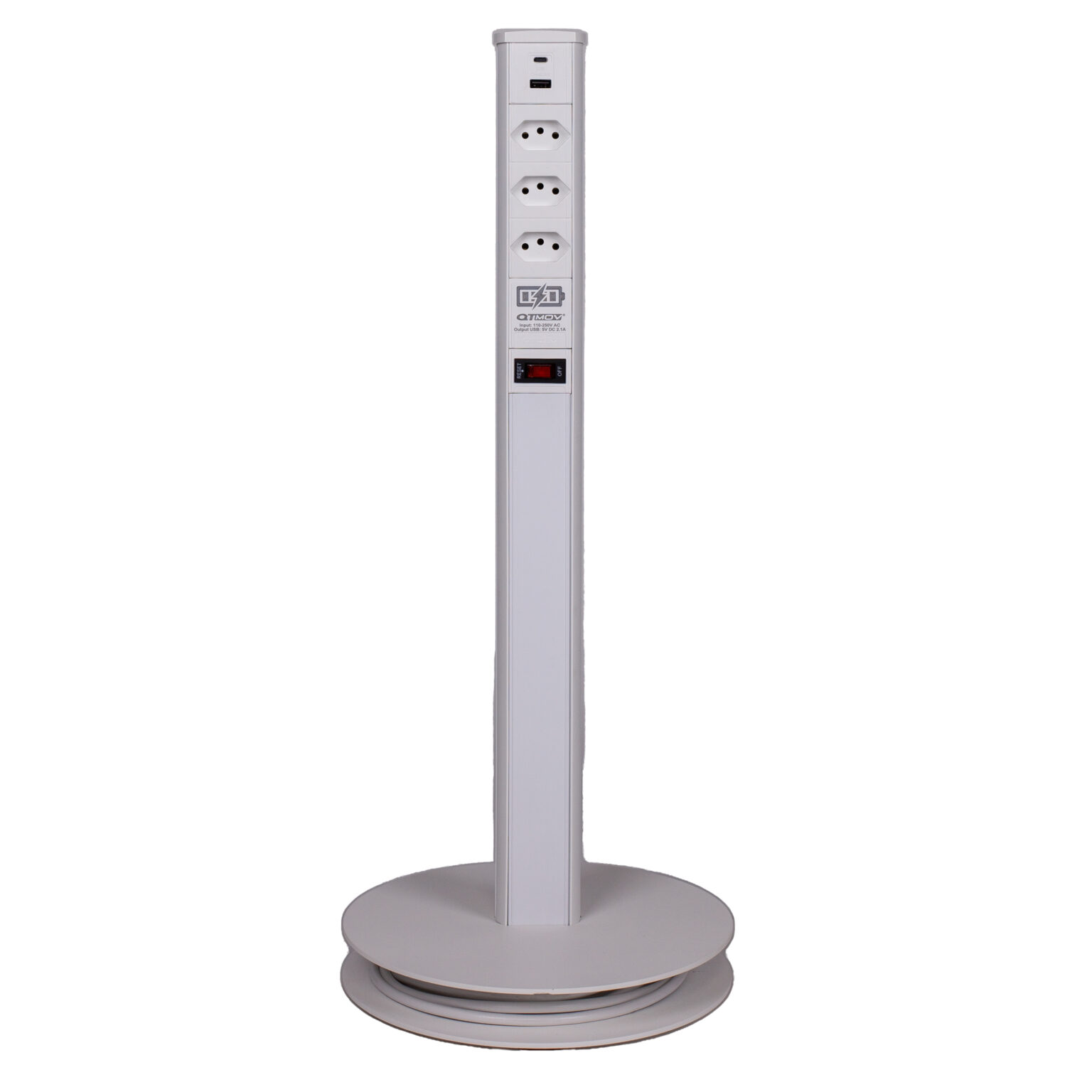 Coluna de Tomada com 3NBR + USB A+C Cinza da QTMOV