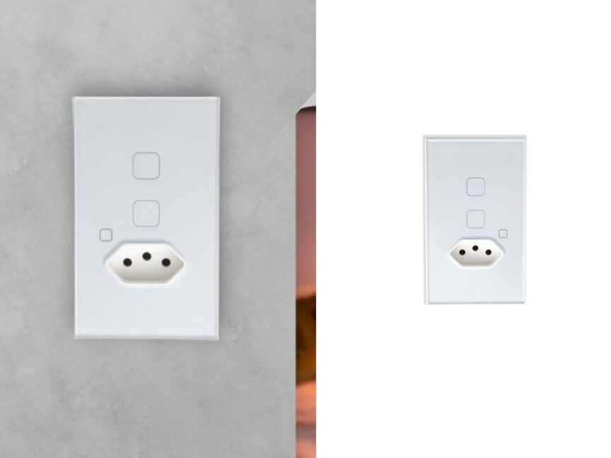 2 interruptores touch e 1 tomada (com Wi-Fi)
