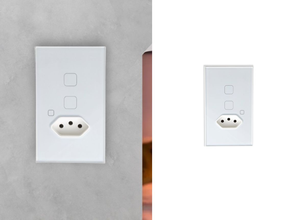 2 interruptores touch e 1 tomada (com Wi-Fi)