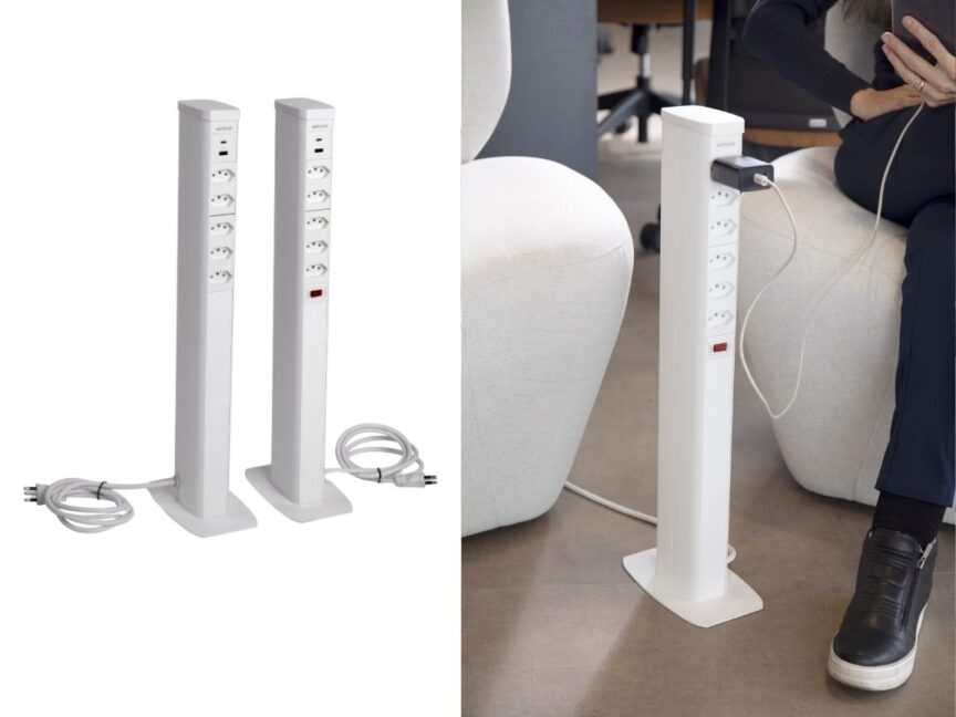 Coluna de tomada de mesa com 10 tomadas e 4 usbs 20w branca da QTMOV Prime