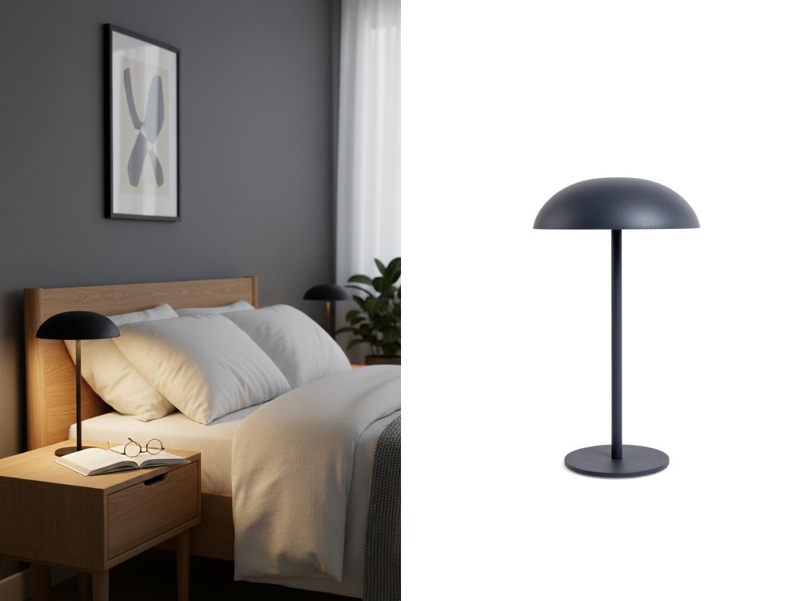 Foto de Capa da Lumin&aacute;ria Abajur Cogumelo Preto Lumin&aacute;ria de LED QTMO Prime