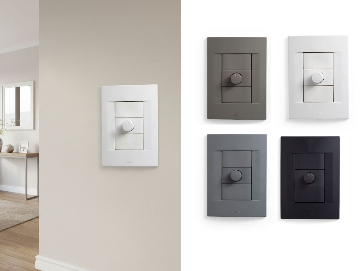 Espelho 4x2 com 1 m&oacute;dulo dimer 50W LED + 2 blocos cego capa