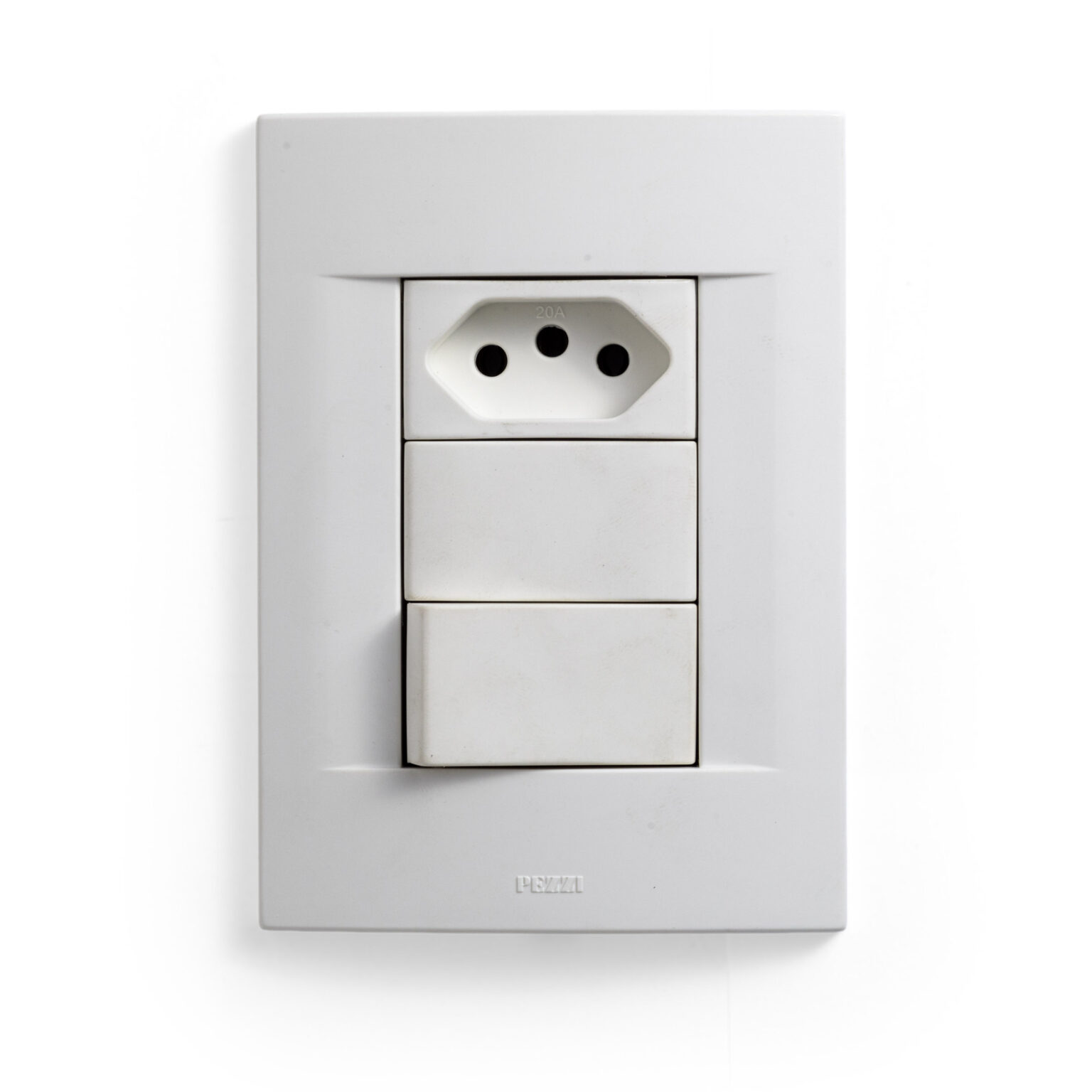 Espelho 4x2 com 1 interruptor + 1 tomada + 1 bloco cego QTMOV Prime Branco