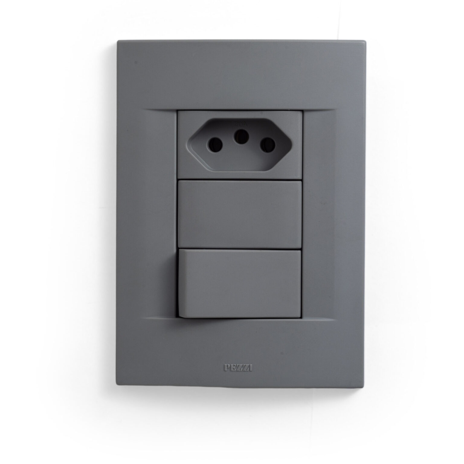 Espelho 4x2 com 1 interruptor + 1 tomada + 1 bloco cego QTMOV Prime concreto