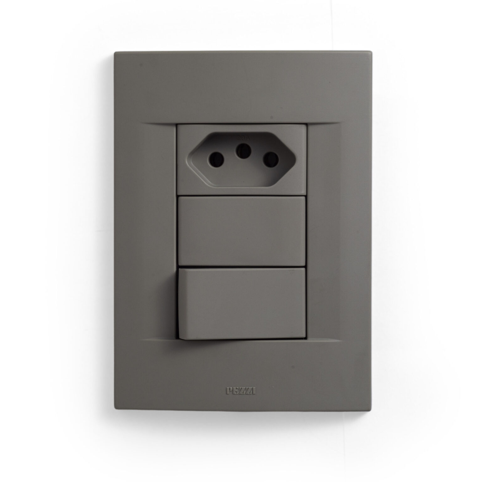 Espelho 4x2 com 1 interruptor + 1 tomada + 1 bloco cego QTMOV Prime fendi
