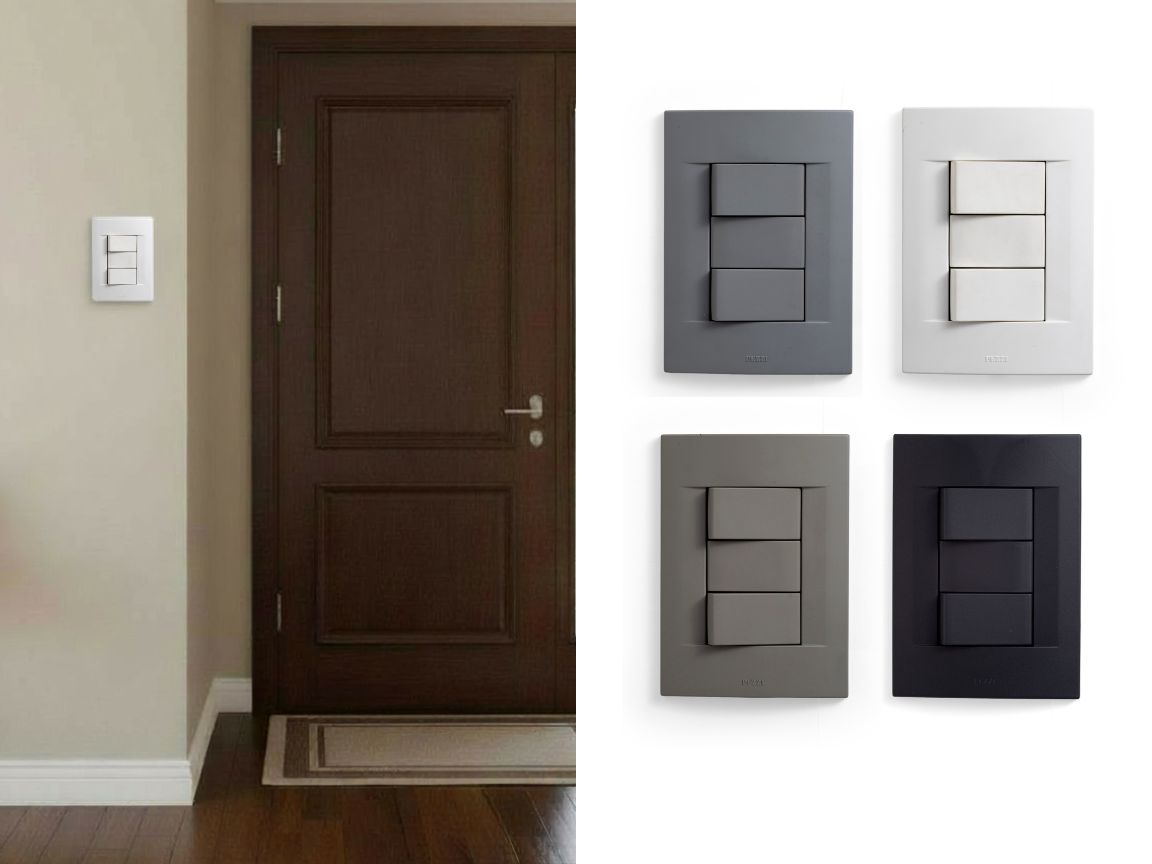 Espelho 4x2 com 2 interruptores simples + 1 bloco cego da QTMOV Prime