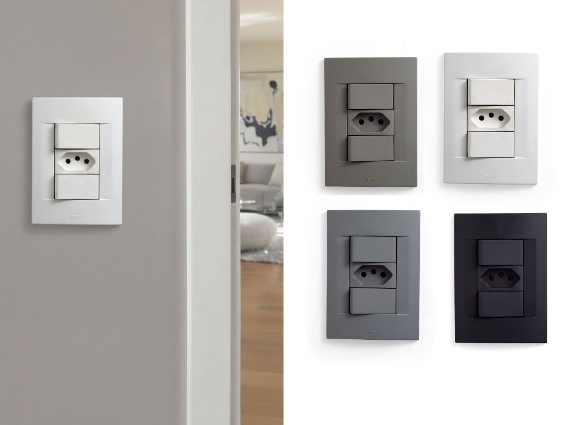 Espelho 4x2 com 2 interruptores + 1 tomada capa qtmov prime